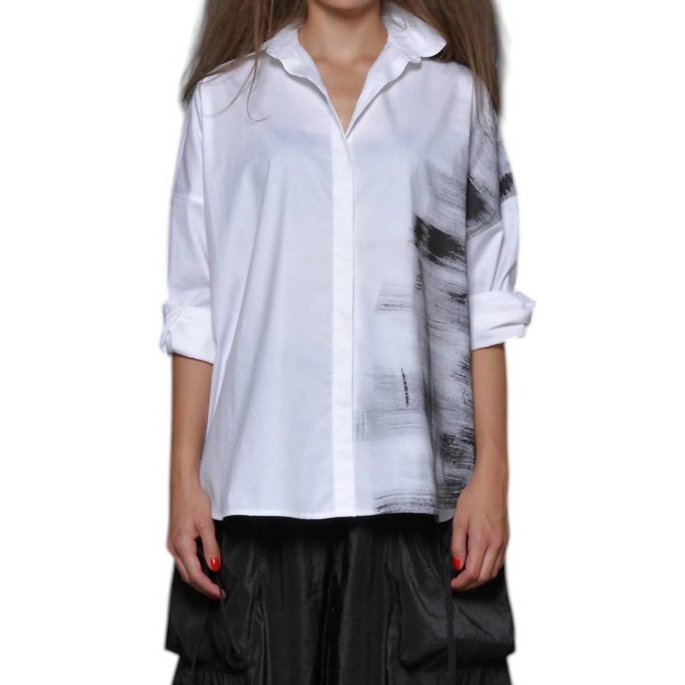 NEW SIMPLY MILA stroke boxy shirt in white